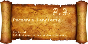 Pecsenye Henrietta névjegykártya