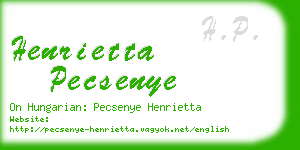 henrietta pecsenye business card